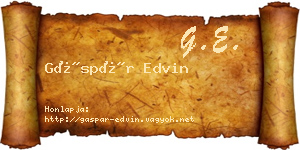 Gáspár Edvin névjegykártya